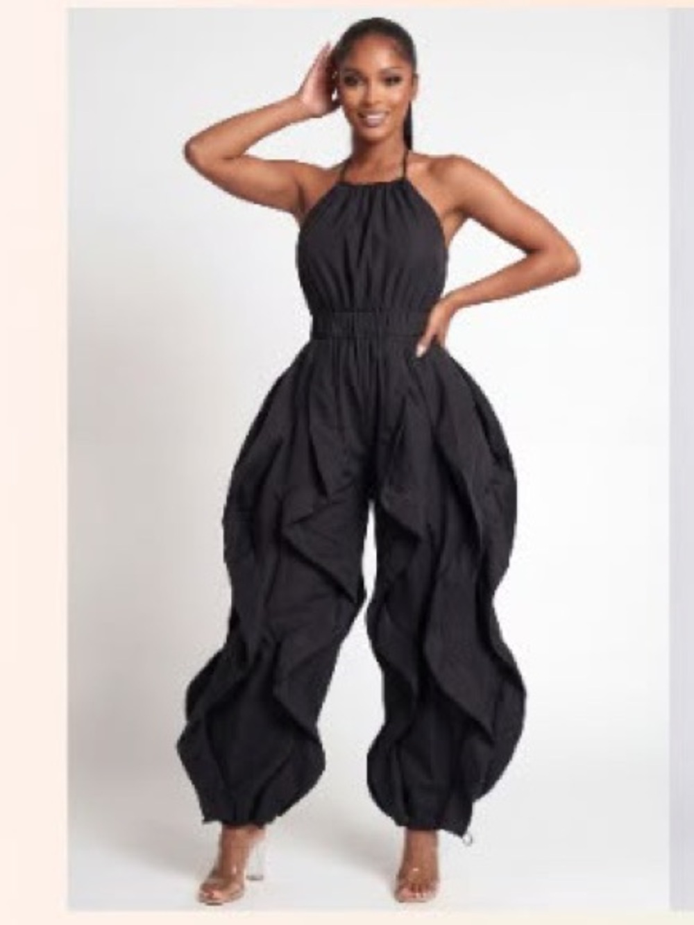 Ruffle Draped Halter Jumpsuit